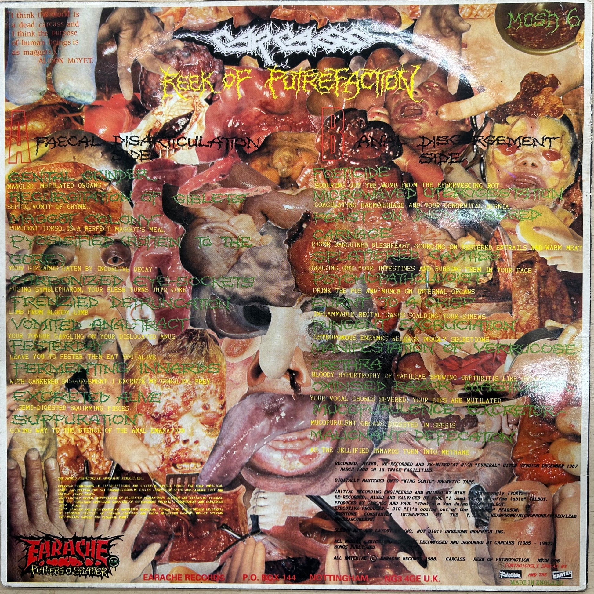 Carcass – Reek Of Putrefaction LP (Rare / Used, VG)