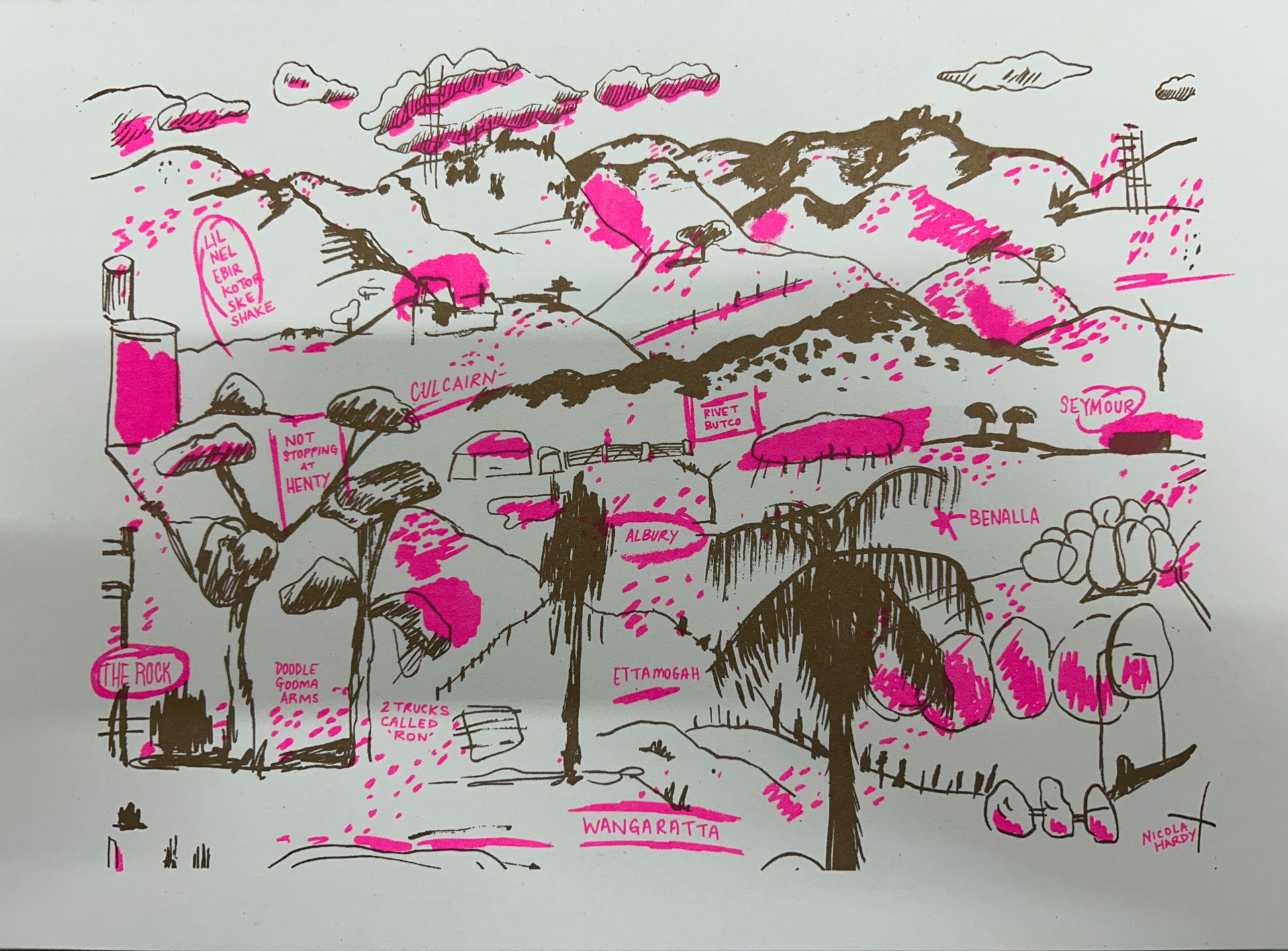 Train Landscape, A4 Riso Art Print