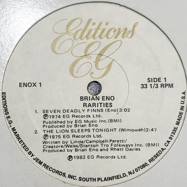 Brian Eno – Rarities LP (Rare / Used, NM)