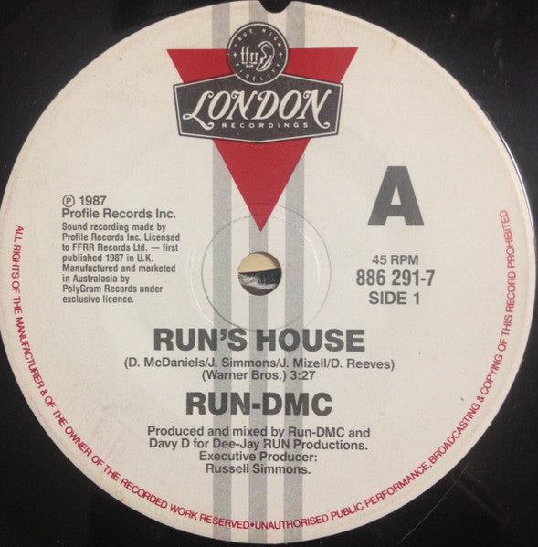 Run DMC – Run's House/Beats To The Rhyme 7" (Rare / Used, VG)