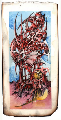 Tarek Dem, Scimitar 24, 190 x 385mm with burnt edges, Original Artwork