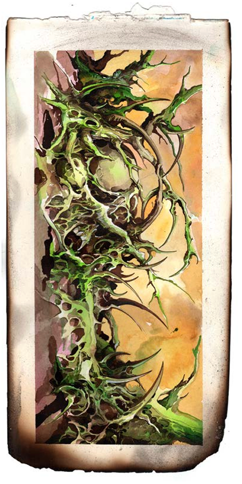 Tarek Dem, Scimitar 25, 190 x 385mm with burnt edges, Original Artwork