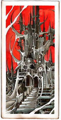Tarek Dem, Scimitar 26, 190 x 385mm with burnt edges, Original Artwork