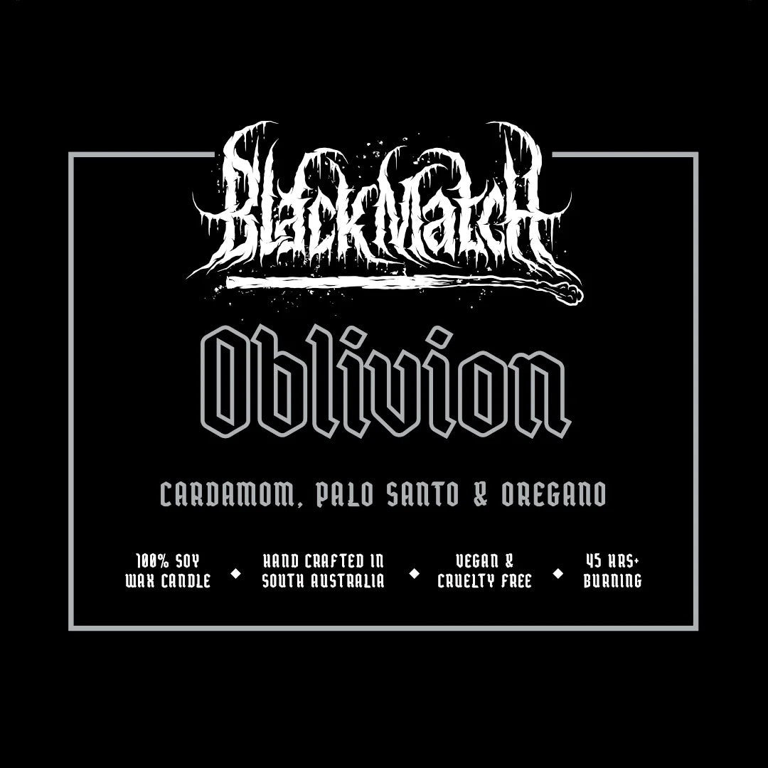Black Match Candles, &#39;Oblivion&#39;, 300g Soy Candle