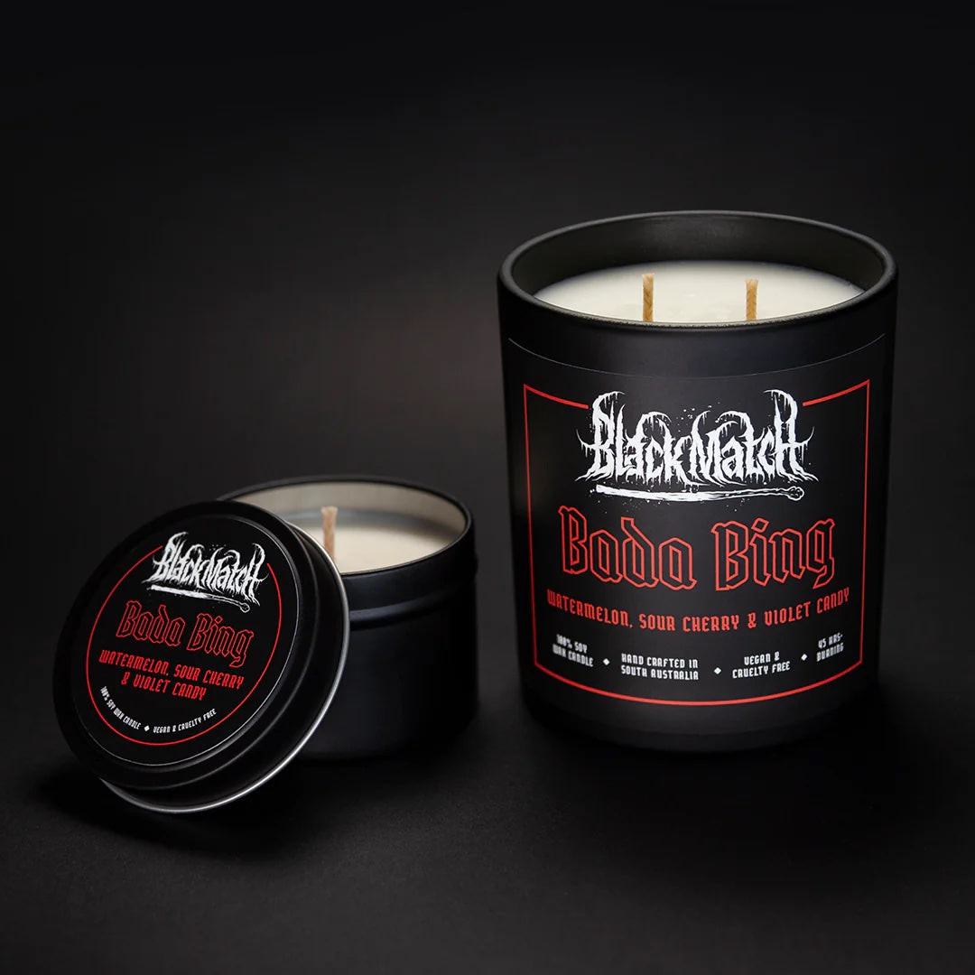 Black Match Candles, &#39;Bada Bing&#39;, 300g Soy Candle