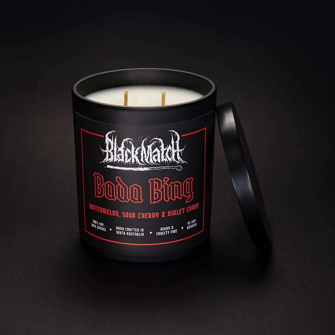 Black Match Candles, &#39;Bada Bing&#39;, 300g Soy Candle