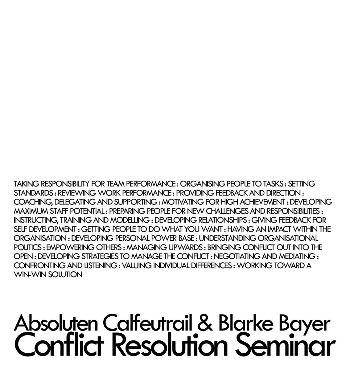 Absoluten Calfeutrail &amp; Blarke Bayer – Conflict Resolution Seminar CD