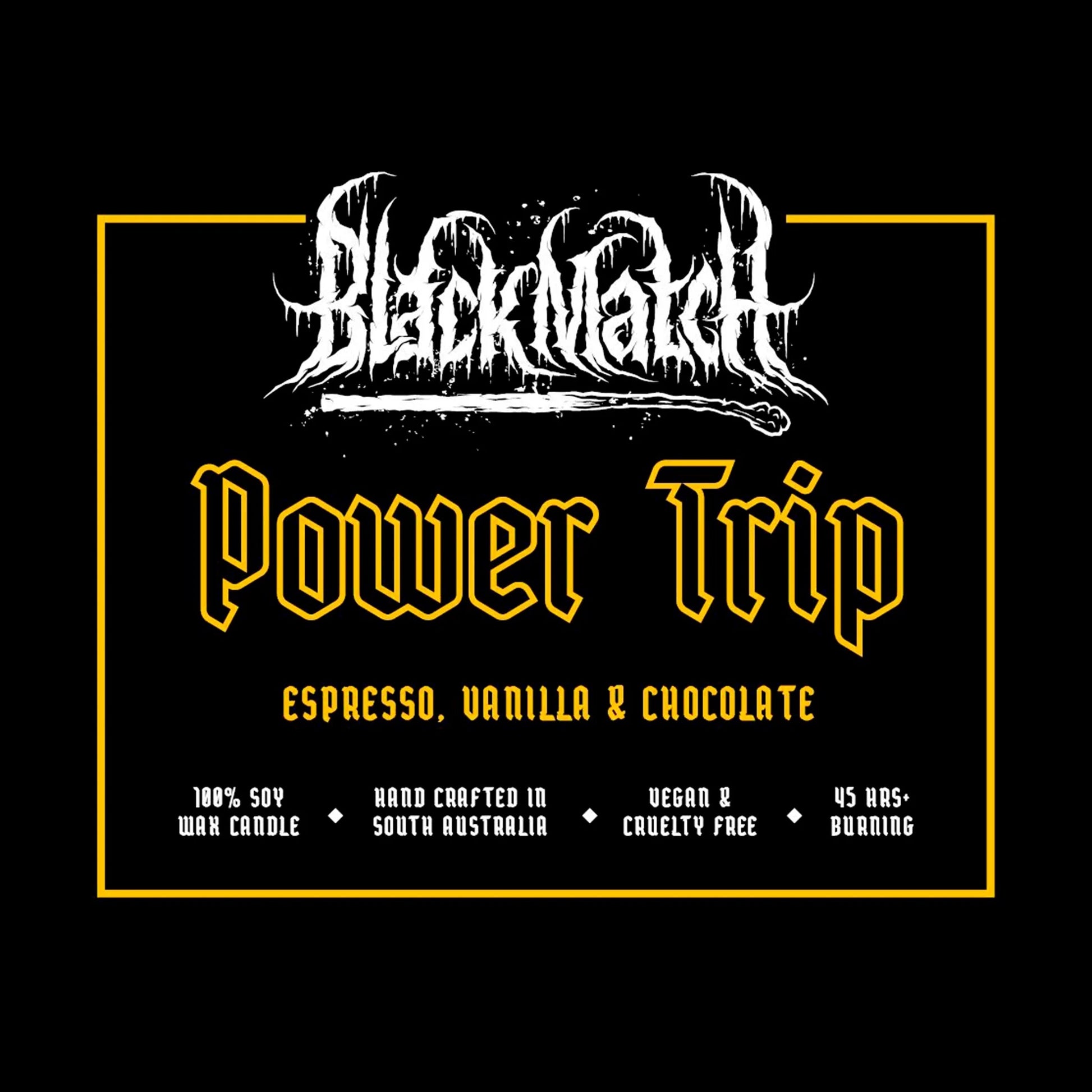 Black Match Candles, &#39;Power Trip&#39;, 300g Soy Candle